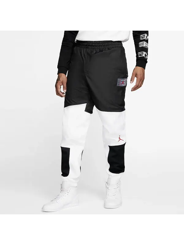 Спортивные штаны Air Jordan Air 11 Black White Splicing Sports Pants Long Pants Black White — изображение 3 из 4