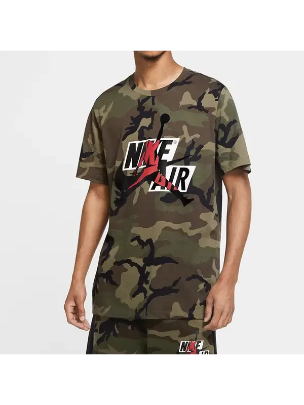 Футболка Air Jordan Jumpman Classics Camo Camouflage Short-sleeve Tee Men Olive Green — изображение 3 из 4, оливковый зеленый