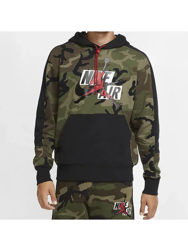 Толстовка Air Jordan Jumpman Hoodies Classics Camo 'Olive green' — изображение 3 из 4, оливковый зеленый