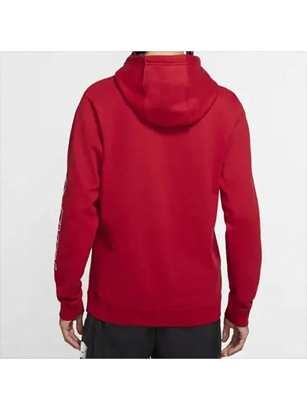 Толстовка Nike Sportswear Club Printing Long Sleeves Pullover Drawstring Red — изображение 4 из 4, красный