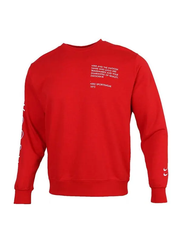 Толстовка Nike Sportswear Swoosh Solid Color Alphabet Round Neck Pullover Large Red — изображение 1 из 3, красный