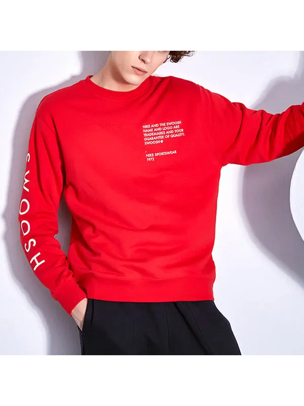 Толстовка Nike Sportswear Swoosh Solid Color Alphabet Round Neck Pullover Large Red — изображение 3 из 3, красный