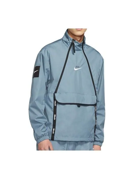Куртка Nike Air Woven Reflective logo Printing Casual Sports Stand Collar Jacket Blue — изображение 1 из 3, синий