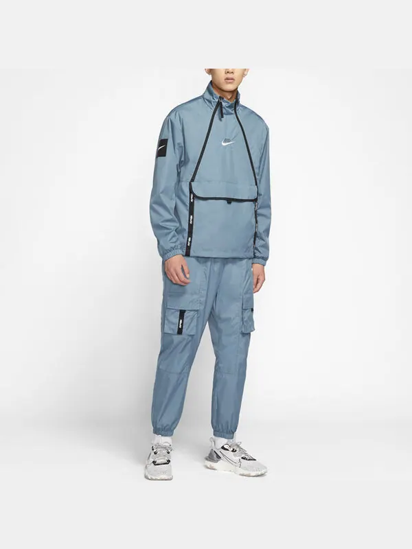 Куртка Nike Air Woven Reflective logo Printing Casual Sports Stand Collar Jacket Blue — изображение 3 из 3, синий