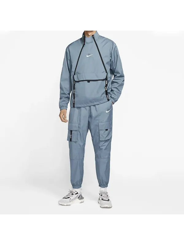 Брюки air athleisure casual sports multiple pockets woven long pants blue Nike — изображение 3 из 4, синий