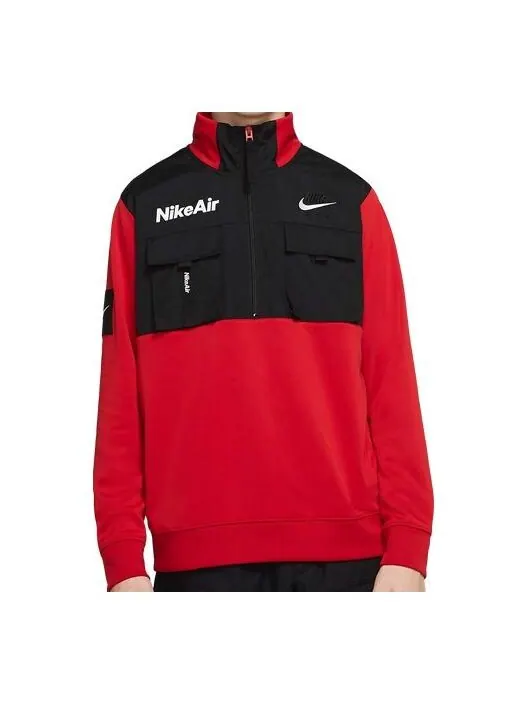 Куртка men's air zipper cardigan red tops 'black red' Nike — изображение 1 из 2, черный/красный