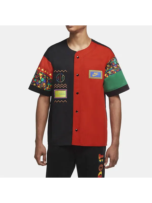 Куртка Nike Geometry Pattern Splicing Design Short Sleeve Jacket Black — изображение 4 из 4, черный