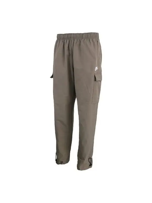 Брюки sportswear logo small label embroidered woven cargo long pants olive grey gray Nike — изображение 1 из 4, серый