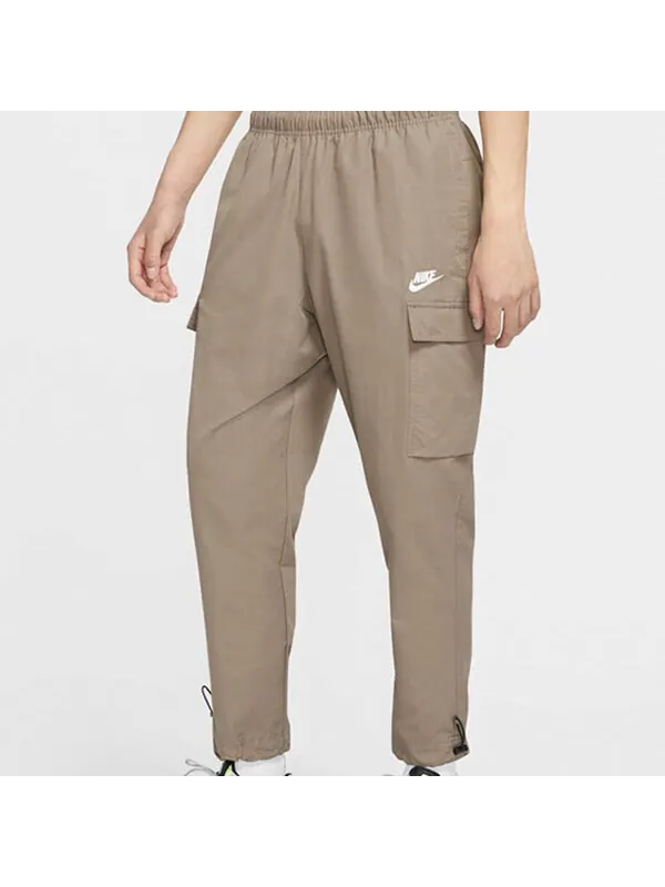 Брюки sportswear logo small label embroidered woven cargo long pants olive grey gray Nike — изображение 3 из 4, серый
