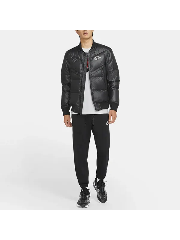 Пуховик Nike Sportswear Down-Fill Windrunner Stand Collar Short Sports Down Jacket Black — изображение 3 из 3, черный