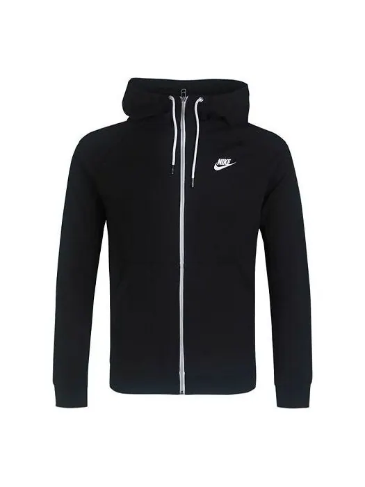 Куртка современная флисовая кардиган с капюшоном и логотипом Nike — изображение 1 из 4, черный