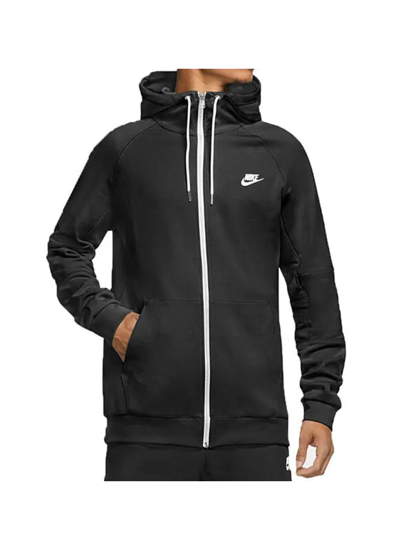 Куртка современная флисовая кардиган с капюшоном и логотипом Nike — изображение 4 из 4, черный