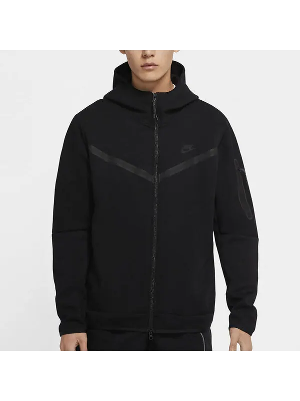 Куртка Nike Casual Sports Breathable Zipper Hooded Jacket Black — изображение 3 из 4, черный