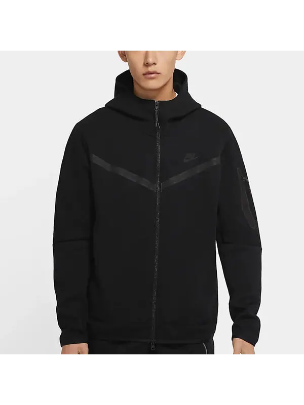 Толстовка Nike Sportswear NSW Tech Fleece Zipper Cardigan autumn 'Black' — изображение 3 из 4, черный