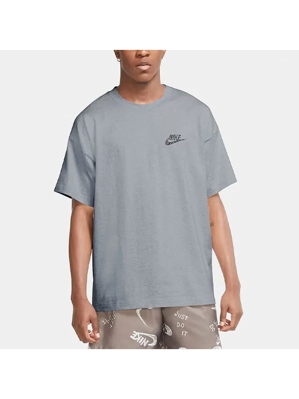 Футболка logo round neck casual sports short sleeve gray Nike — изображение 3 из 4, серый
