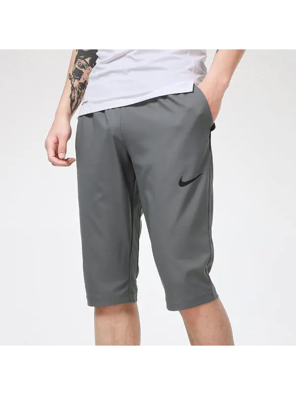 Шорты training sports men's mid-length cropped pants grey Nike — изображение 3 из 4, серый