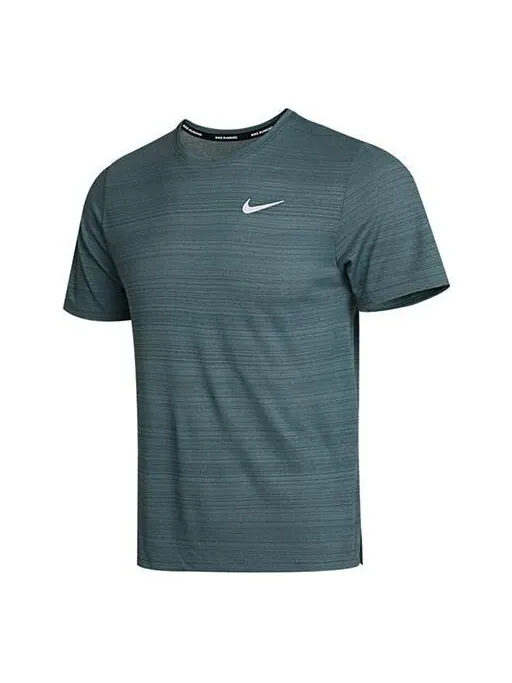 Футболка m nk df miler top ss running training sports short sleeve grey green graygreen Nike — изображение 1 из 4, зеленый