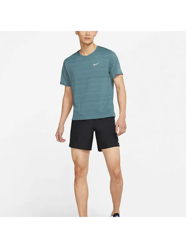 Футболка m nk df miler top ss running training sports short sleeve grey green graygreen Nike — изображение 3 из 4, зеленый
