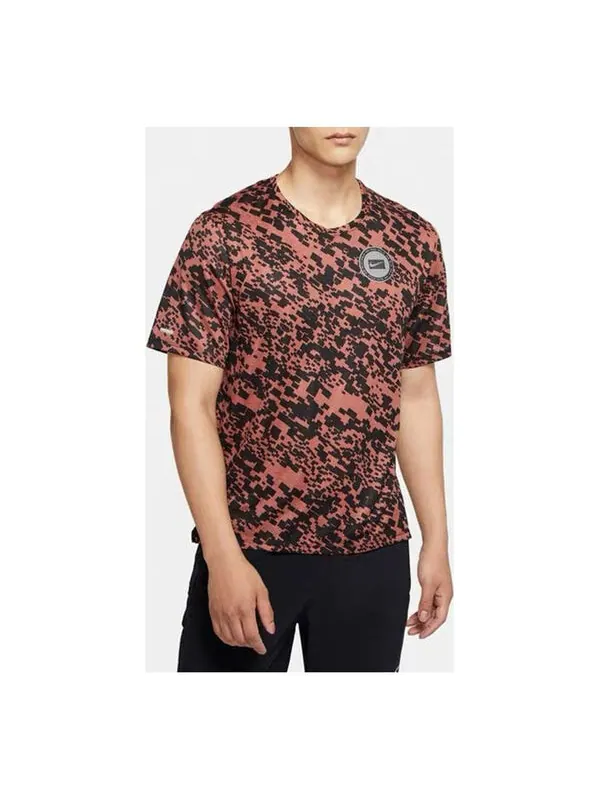 Футболка dri fit miler wild run с коротким рукавом мужские Nike — изображение 1 из 2, черный/красный