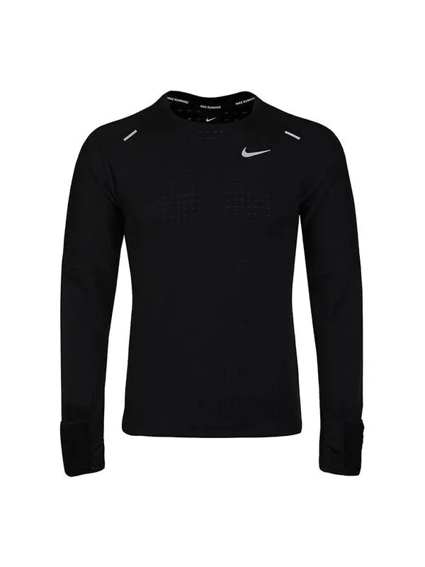Футболка Nike Sphere Dri-Fit Running Exercise Round Long Sleeve T-Shirt Men's Black — изображение 1 из 4, черный