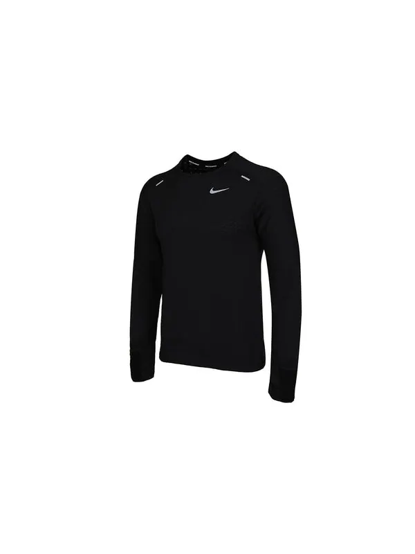 Футболка Nike Sphere Dri-Fit Running Exercise Round Long Sleeve T-Shirt Men's Black — изображение 3 из 4, черный