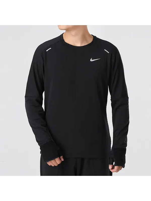 Футболка Nike Sphere Dri-Fit Running Exercise Round Long Sleeve T-Shirt Men's Black — изображение 4 из 4, черный