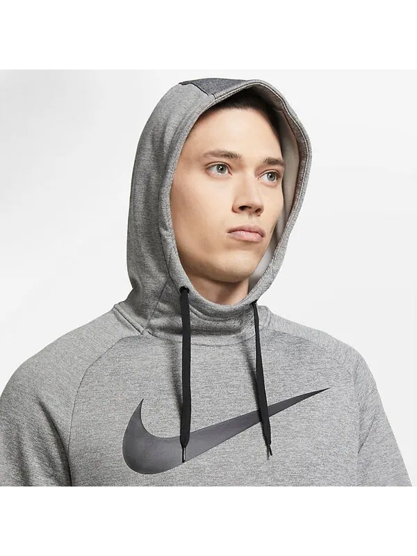 Толстовка Nike Therma Pullover Swoosh Training Hoodie 'Dark Grey Heather' — изображение 3 из 4, темный серый/черный