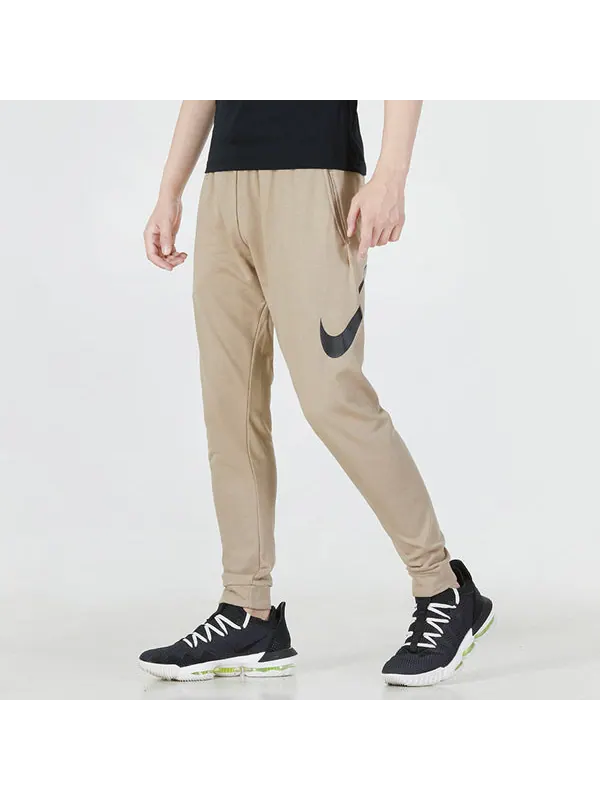 Брюки men's solid color logo casual knit sports pants/trousers/joggers khaki Nike — изображение 3 из 4, мульти