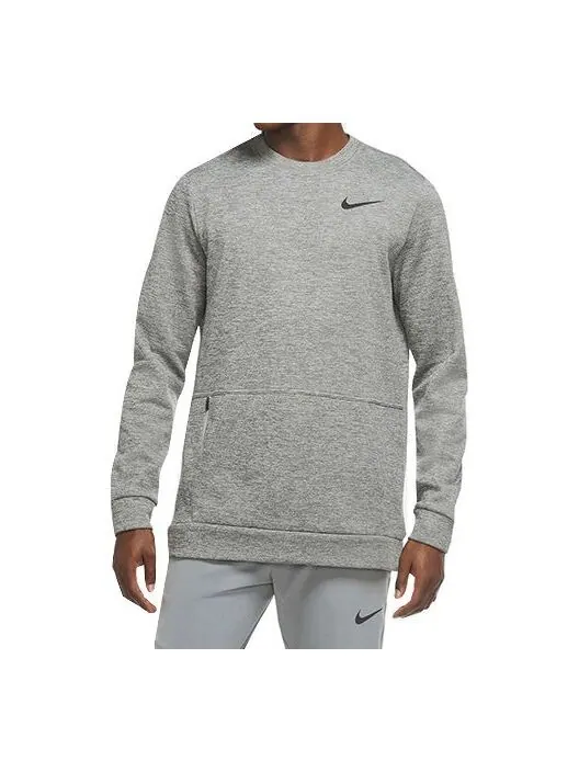 Толстовка Nike Therma Training Sport Round Collar Velvet Jacket Long Sleeve Men's Grey — изображение 1 из 4, серый