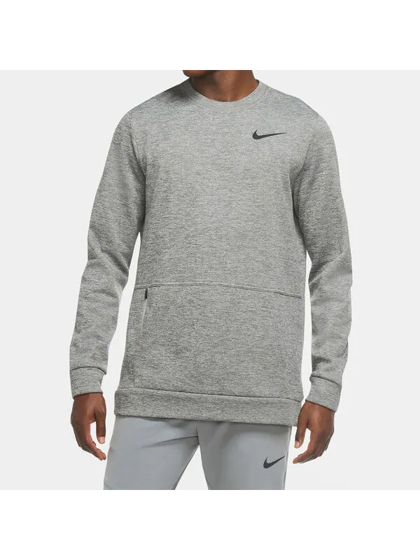 Толстовка Nike Therma Training Sport Round Collar Velvet Jacket Long Sleeve Men's Grey — изображение 3 из 4, серый