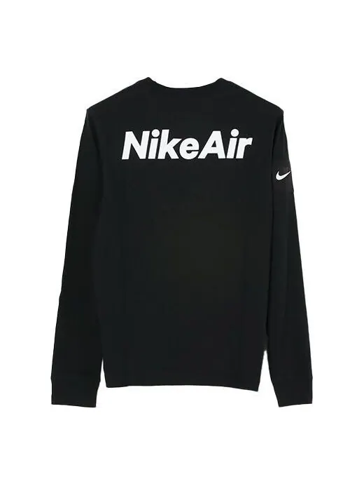 Футболка Nike Casual Sports Round Neck Logo Long Sleeves Black — изображение 1 из 4, черный