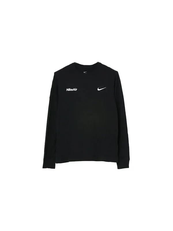 Футболка Nike Casual Sports Round Neck Logo Long Sleeves Black — изображение 2 из 4, черный