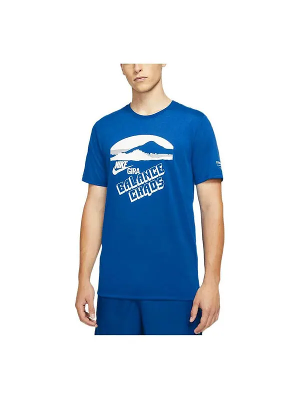 Футболка Men's Nike x Gyakusou Crossover Alphabet Printing Round Neck Sports Short Sleeve Blue — изображение 1 из 3, мульти