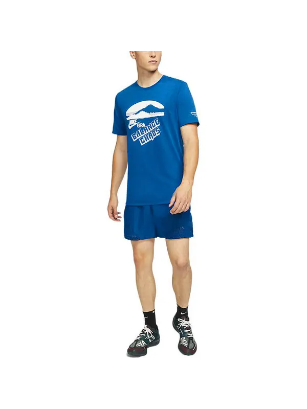 Футболка Men's Nike x Gyakusou Crossover Alphabet Printing Round Neck Sports Short Sleeve Blue — изображение 3 из 3, мульти