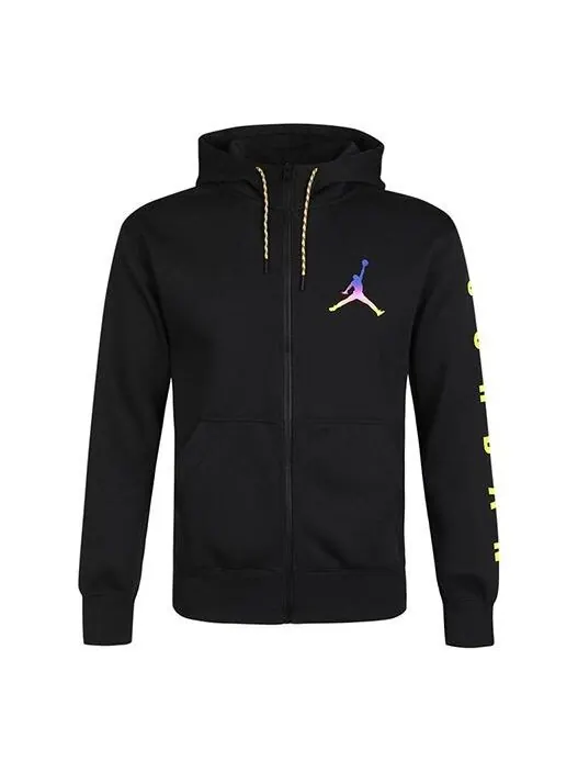 Куртка Air Jordan Solid Color Athletic Fleece Lined Zipper Hooded Jacket Men's Black — изображение 1 из 4, черный
