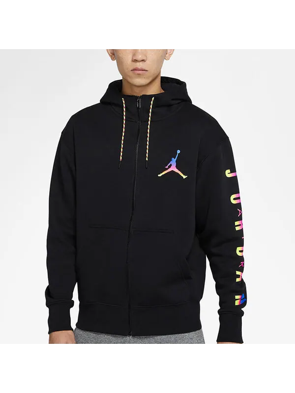 Куртка Air Jordan Solid Color Athletic Fleece Lined Zipper Hooded Jacket Men's Black — изображение 4 из 4, черный