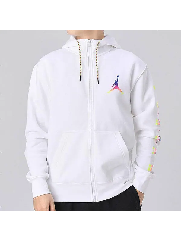Толстовка Air Jordan Sports Fleece Lined Hooded Jacket Men's White — изображение 3 из 4, белый