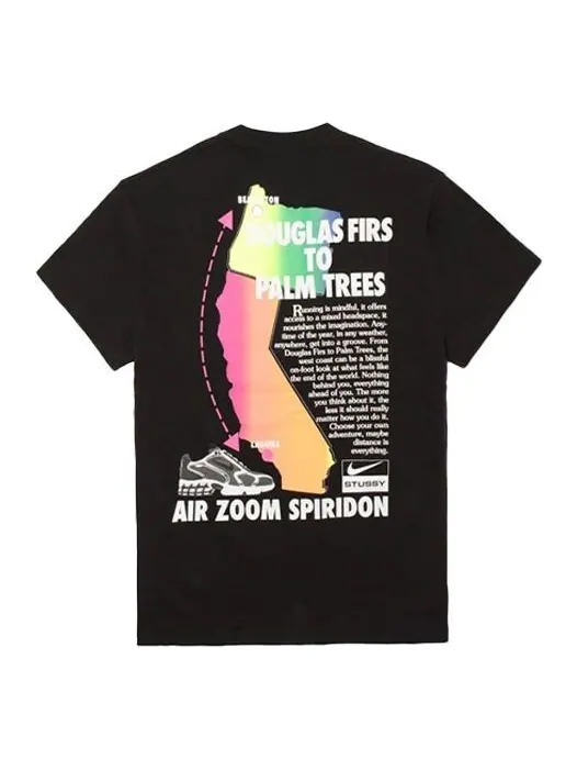 Футболка x stussy кроссовер логотип граффити печать футболка Nike — изображение 1 из 4, черный
