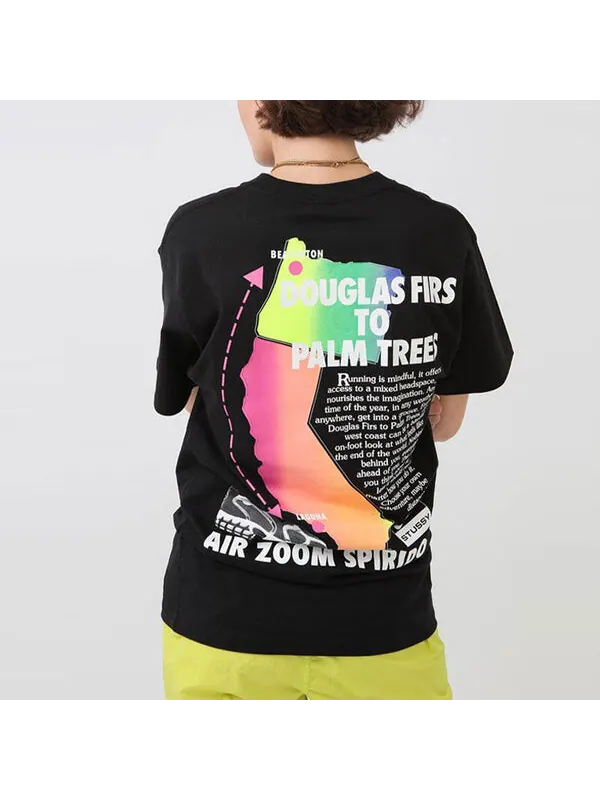 Футболка x stussy кроссовер логотип граффити печать футболка Nike — изображение 4 из 4, черный