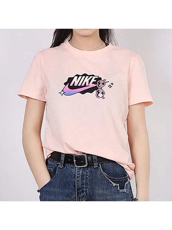 Футболка спортивная с логотипом и коротким рукавом розовые Nike — изображение 3 из 4, розовый