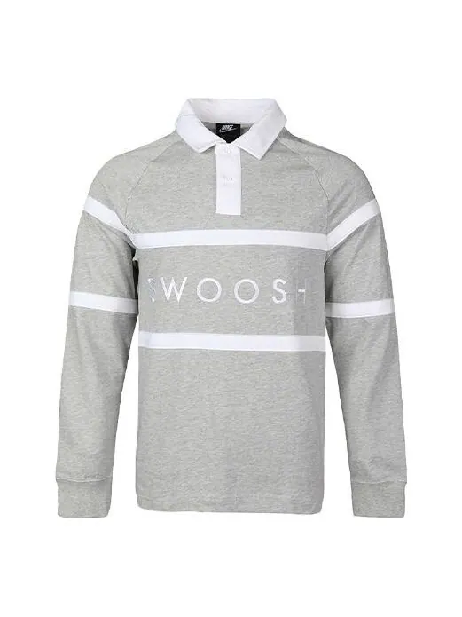 Футболка Nike As Sportswear Swoosh Rugby Polo 'Grey' — изображение 1 из 4, серый