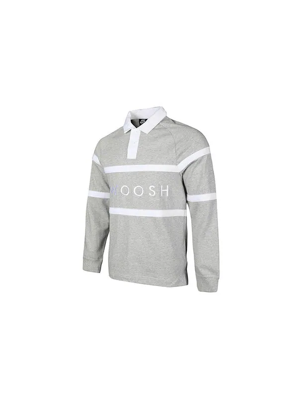 Футболка Nike As Sportswear Swoosh Rugby Polo 'Grey' — изображение 2 из 4, серый