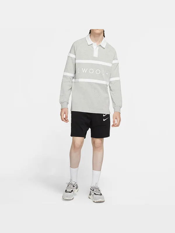 Футболка Nike As Sportswear Swoosh Rugby Polo 'Grey' — изображение 3 из 4, серый