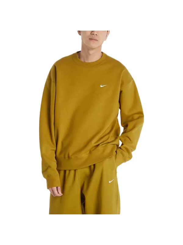 Толстовка Nike Solo Swoosh Fleece Solid Color Logo Embroidered Long Sleeves Mustard Yellow — изображение 3 из 4, мульти