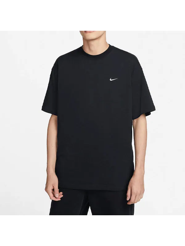 Футболка Nike Solo Swoosh Mens T-Shirt Printing Logo Solid Color Round Neck Short Sleeve Black — изображение 3 из 4, черный