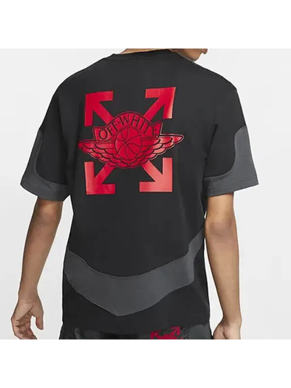 Футболка Air Jordan x OFF-WHITE Crossover Back Large Logo Short Sleeve Asia Edition Black — изображение 4 из 4, черный