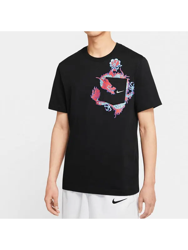 Футболка exploration pattern basketball pocket short sleeve black Nike — изображение 3 из 4, черный