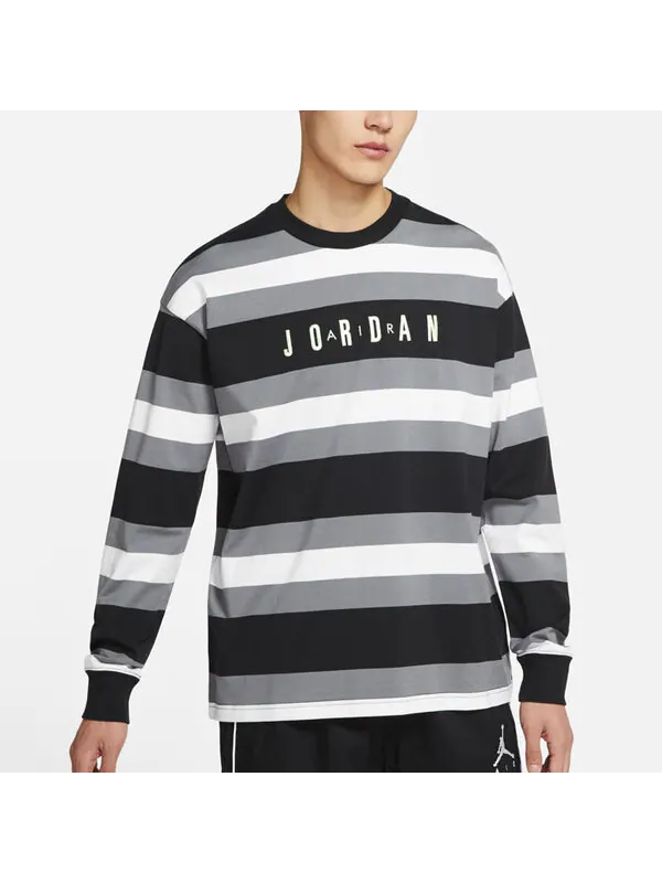 Толстовка Air Jordan MENS Sport DNA Striped Long Sleeve Black — изображение 3 из 4, черный