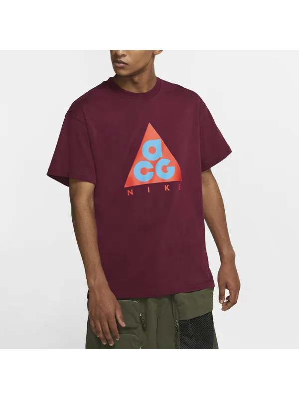 Футболка acg series classic logo printing casual short sleeve red dark red Nike — изображение 3 из 4, темный красный