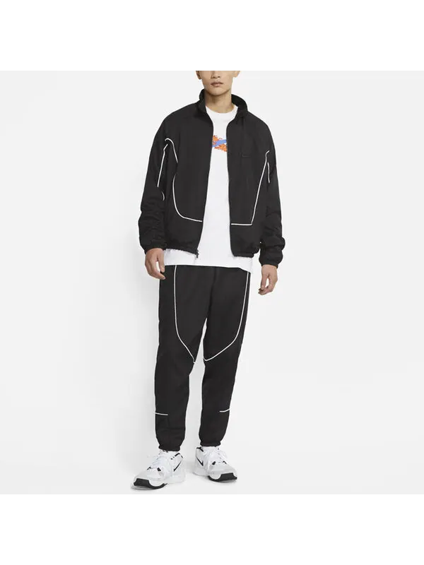 Куртка Nike MENS Throwback Multicolor Tat Basketball Stand Collar Jacket Black — изображение 2 из 4, черный